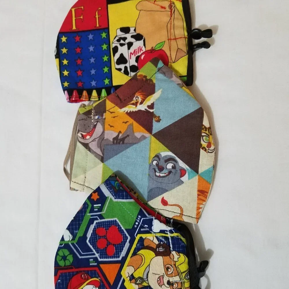 Lot of 3 Kids Face Mask with Nose Wire and Filter Pocket